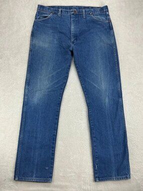 Made In USA Wrangler Cowboy Cut Straight Leg Jeans Mens 38x34 Vintage “Read”